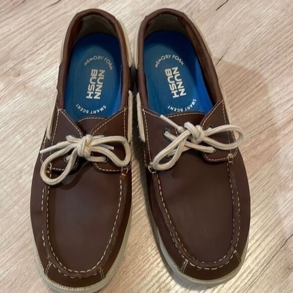 Nunn Bush men’s brown leather topsiders. Size 9.5. - Picture 1 of 9